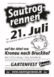 BV Bruckhof Sautrogrennen auf der Attel von Kronau nach Bruckhof Start 13:00 anschlieend Gartenfest mit Barbetrieb